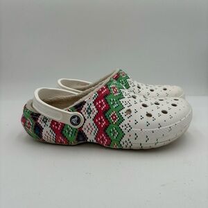 Crocs Holiday Winter Lined W11,M9 red, white, Classic Christmas ugly sweater